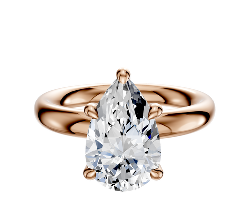 14K Rose Gold 4 Prong Hidden Halo Classic Dome 3.0mm Engagement Ring