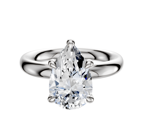 14K White Gold 4 Prong Hidden Halo Classic Dome 3.0mm Engagement Ring