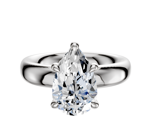14K White Gold 4 Prong Hidden Halo Classic Dome 4.0mm Engagement Ring