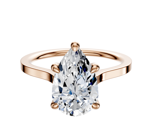 18K Rose Gold 4 Prong Hidden Halo Cathedral Flat 1.5mm Engagement Ring