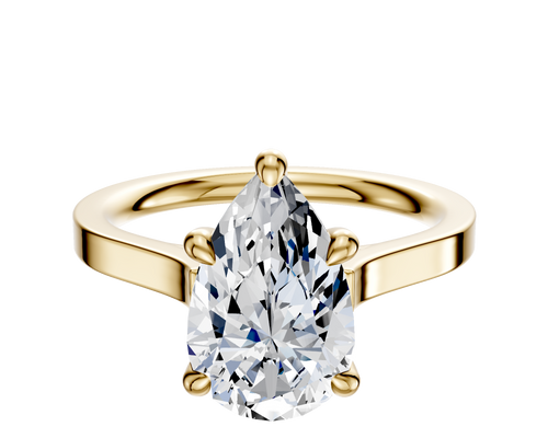 18K Yellow Gold 4 Prong Hidden Halo Cathedral Flat 2.0mm Engagement Ring