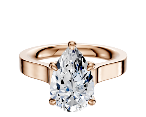 18K Rose Gold 4 Prong Hidden Halo Cathedral Flat 3.0mm Engagement Ring