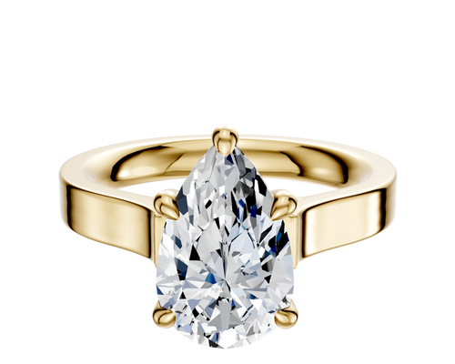 14K Yellow Gold 4 Prong Hidden Halo Cathedral Flat 3.0mm Engagement Ring