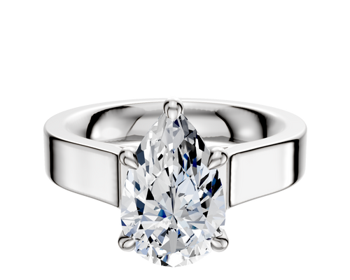 Platinum 4 Prong Hidden Halo Cathedral Flat 4.0mm Engagement Ring