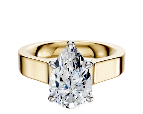 18K Two Tone 4 Prong Hidden Halo Cathedral Flat 4.0mm Engagement Ring