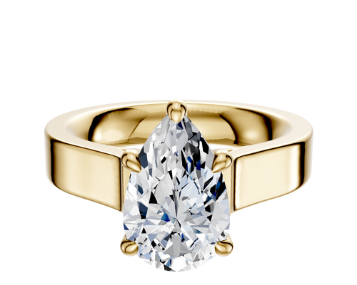 14K Yellow Gold 4 Prong Hidden Halo Cathedral Flat 4.0mm Engagement Ring