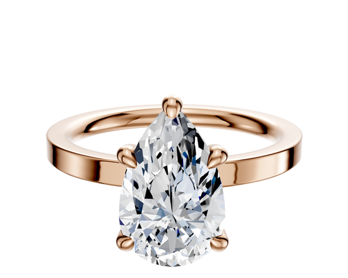 18K Rose Gold 4 Prong Hidden Halo Classic Flat 2.0mm Engagement Ring