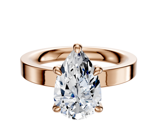18K Rose Gold 4 Prong Hidden Halo Classic Flat 3.0mm Engagement Ring
