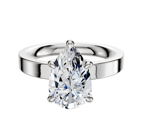 Platinum 4 Prong Hidden Halo Classic Flat 3.0mm Engagement Ring