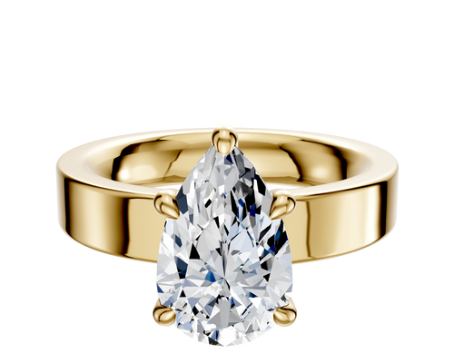 14K Yellow Gold 4 Prong Hidden Halo Classic Flat 4.0mm Engagement Ring