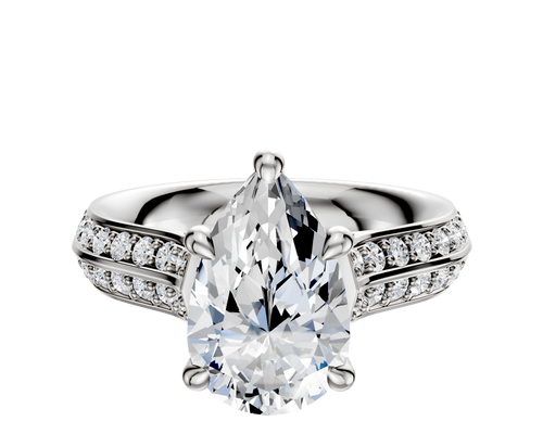 Platinum 4 Prong Hidden Halo Cathedral Knife Edge 1-Row-Pave 2.5mm Engagement Ring