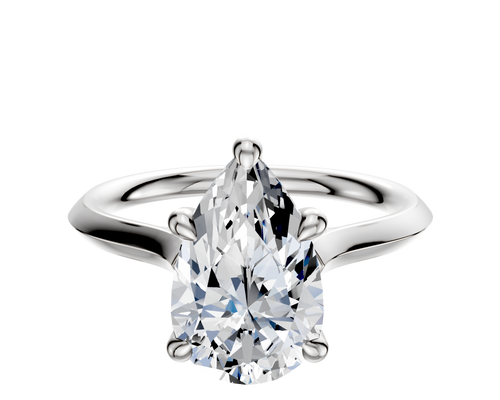 14K White Gold 4 Prong Hidden Halo Cathedral Knife Edge 2.0mm Engagement Ring