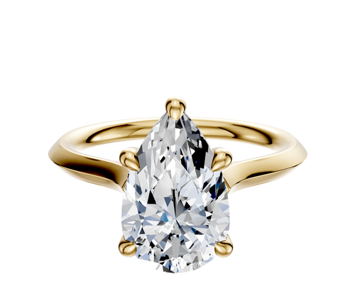 18K Yellow Gold 4 Prong Hidden Halo Cathedral Knife Edge 2.0mm Engagement Ring