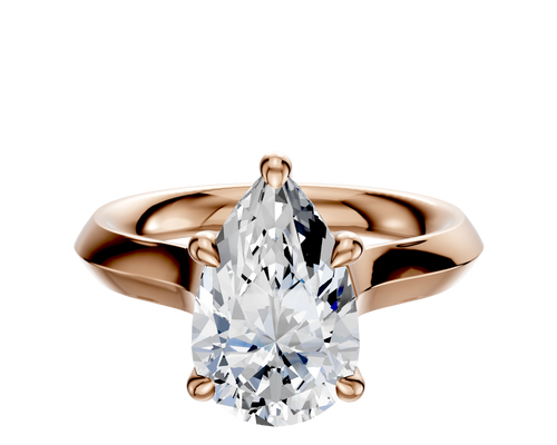 14K Rose Gold 4 Prong Hidden Halo Cathedral Knife Edge 3.0mm Engagement Ring