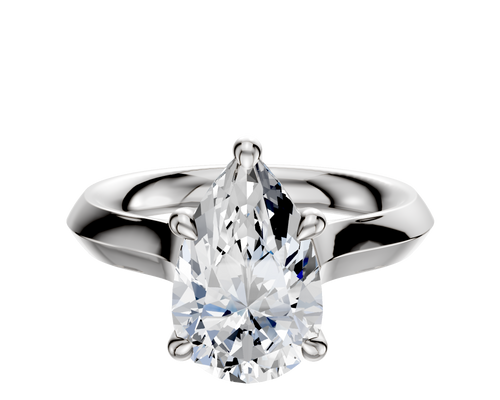 18K White Gold 4 Prong Hidden Halo Cathedral Knife Edge 3.0mm Engagement Ring