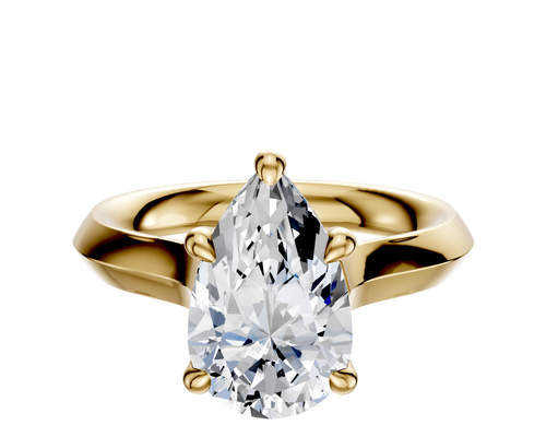 14K Yellow Gold 4 Prong Hidden Halo Cathedral Knife Edge 3.0mm Engagement Ring
