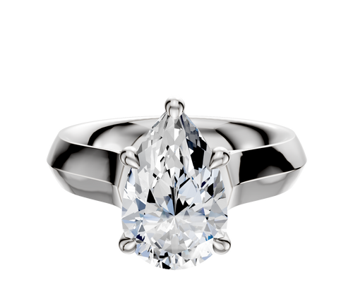 14K White Gold 4 Prong Hidden Halo Cathedral Knife Edge 4.0mm Engagement Ring