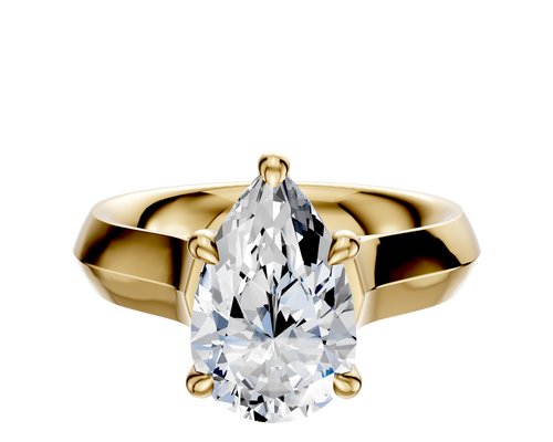 14K Yellow Gold 4 Prong Hidden Halo Cathedral Knife Edge 4.0mm Engagement Ring