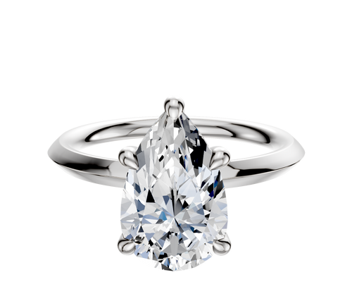 14K White Gold 4 Prong Hidden Halo Classic Knife Edge 2.0mm Engagement Ring