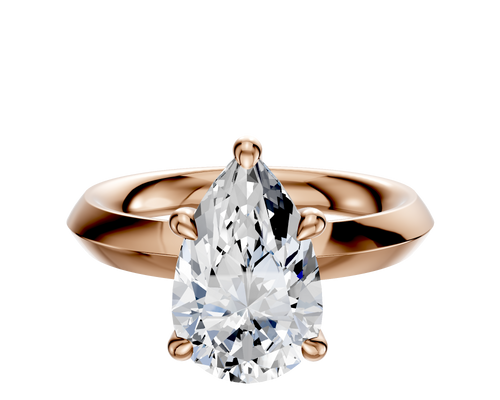 18K Rose Gold 4 Prong Hidden Halo Classic Knife Edge 3.0mm Engagement Ring