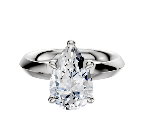14K White Gold 4 Prong Hidden Halo Classic Knife Edge 3.0mm Engagement Ring