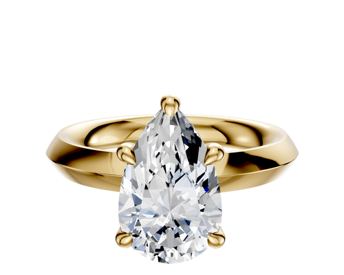 18K Yellow Gold 4 Prong Hidden Halo Classic Knife Edge 3.0mm Engagement Ring