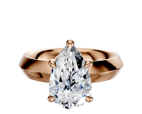 18K Rose Gold 4 Prong Hidden Halo Classic Knife Edge 4.0mm Engagement Ring