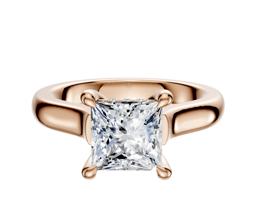 18K Rose Gold 4 Prong Hidden Halo Cathedral Dome 3.0mm Engagement Ring