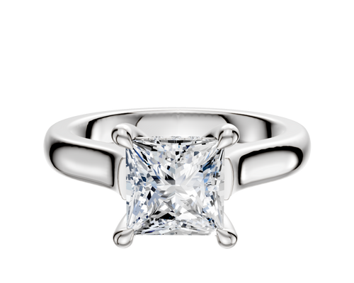 14K White Gold 4 Prong Hidden Halo Cathedral Dome 3.0mm Engagement Ring
