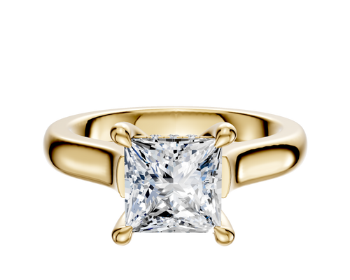 18K Yellow Gold 4 Prong Hidden Halo Cathedral Dome 3.0mm Engagement Ring