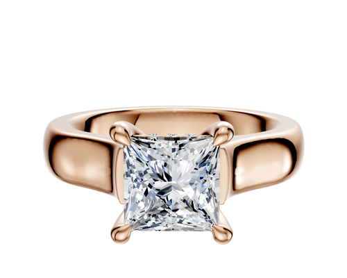 18K Rose Gold 4 Prong Hidden Halo Cathedral Dome 4.0mm Engagement Ring