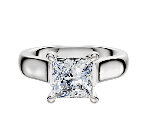 Platinum 4 Prong Hidden Halo Cathedral Dome 4.0mm Engagement Ring