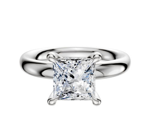 Platinum 4 Prong Hidden Halo Classic Dome 3.0mm Engagement Ring