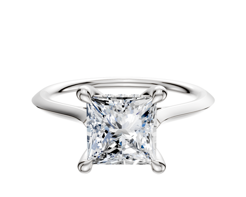 Platinum 4 Prong Hidden Halo Cathedral Knife Edge 1.5mm Engagement Ring