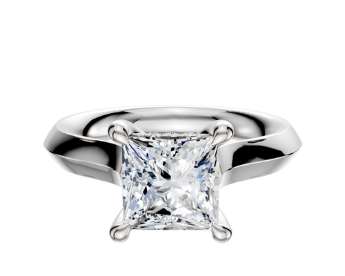 Platinum 4 Prong Hidden Halo Cathedral Knife Edge 3.0mm Engagement Ring