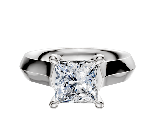 Platinum 4 Prong Hidden Halo Cathedral Knife Edge 4.0mm Engagement Ring
