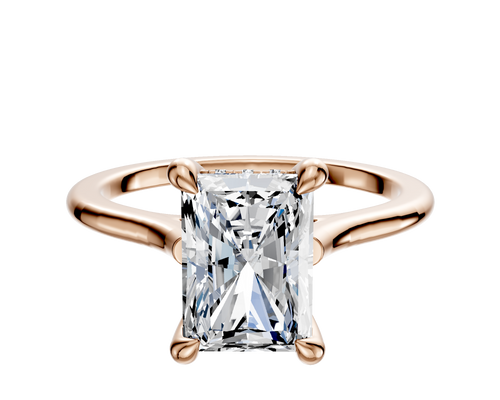 18K Rose Gold 4 Prong Hidden Halo Cathedral Dome 1.5mm Engagement Ring