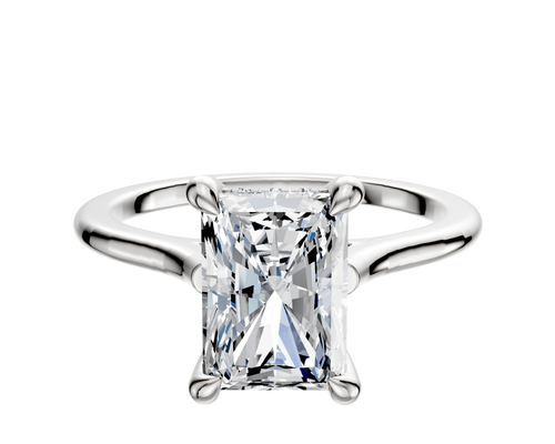 18K White Gold 4 Prong Hidden Halo Cathedral Dome 1.5mm Engagement Ring