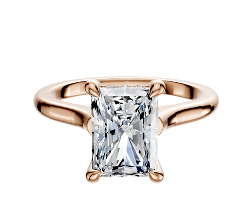 18K Rose Gold 4 Prong Hidden Halo Cathedral Dome 2.0mm Engagement Ring