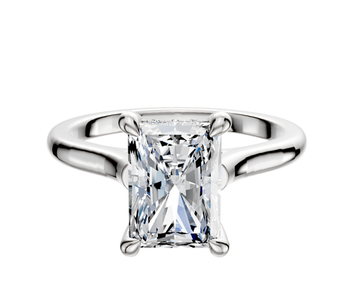 18K White Gold 4 Prong Hidden Halo Cathedral Dome 2.0mm Engagement Ring