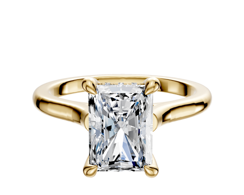 18K Yellow Gold 4 Prong Hidden Halo Cathedral Dome 2.0mm Engagement Ring