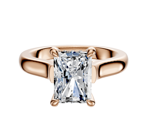 18K Rose Gold 4 Prong Hidden Halo Cathedral Dome 3.0mm Engagement Ring