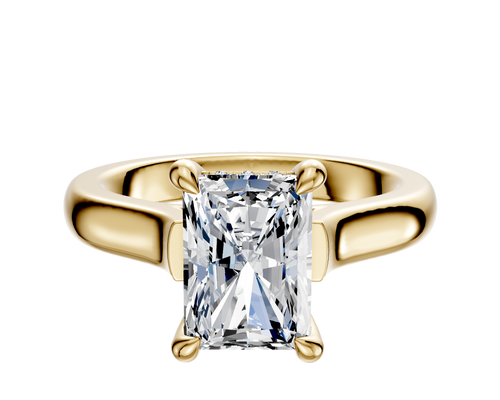 18K Yellow Gold 4 Prong Hidden Halo Cathedral Dome 3.0mm Engagement Ring