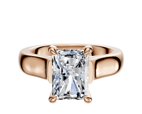 18K Rose Gold 4 Prong Hidden Halo Cathedral Dome 4.0mm Engagement Ring