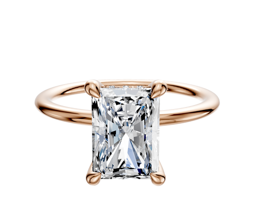 14K Rose Gold 4 Prong Hidden Halo Classic Dome 1.5mm Engagement Ring