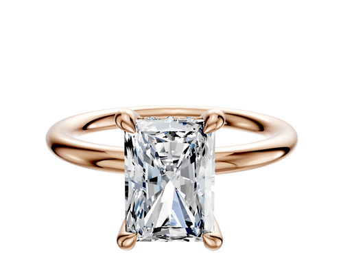 18K Rose Gold 4 Prong Hidden Halo Classic Dome 2.0mm Engagement Ring