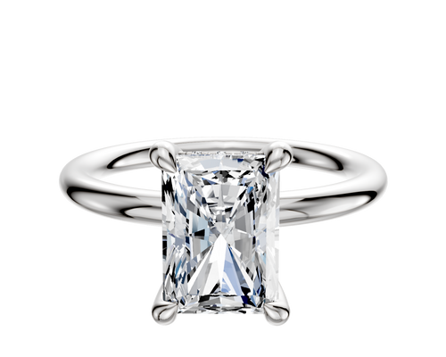 14K White Gold 4 Prong Hidden Halo Classic Dome 2.0mm Engagement Ring
