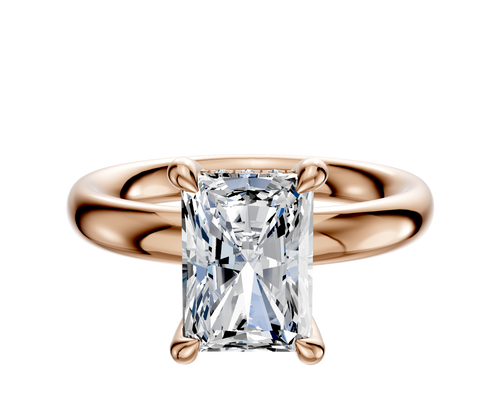 18K Rose Gold 4 Prong Hidden Halo Classic Dome 3.0mm Engagement Ring