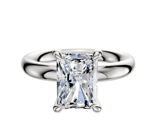 14K White Gold 4 Prong Hidden Halo Classic Dome 3.0mm Engagement Ring