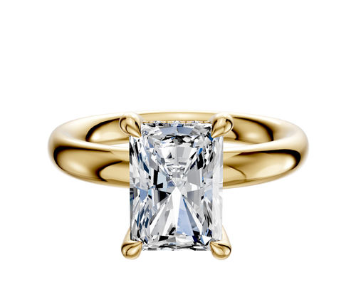 14K Yellow Gold 4 Prong Hidden Halo Classic Dome 3.0mm Engagement Ring